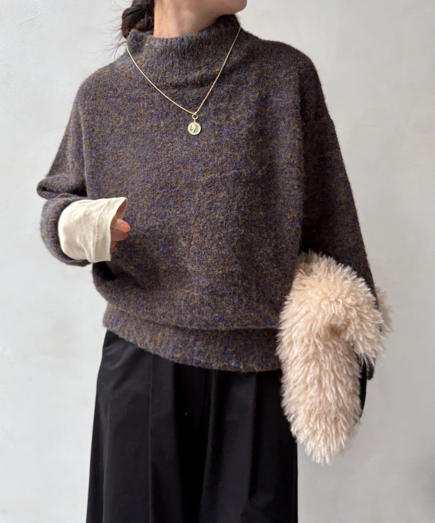 MIX長絨高領套頭衫