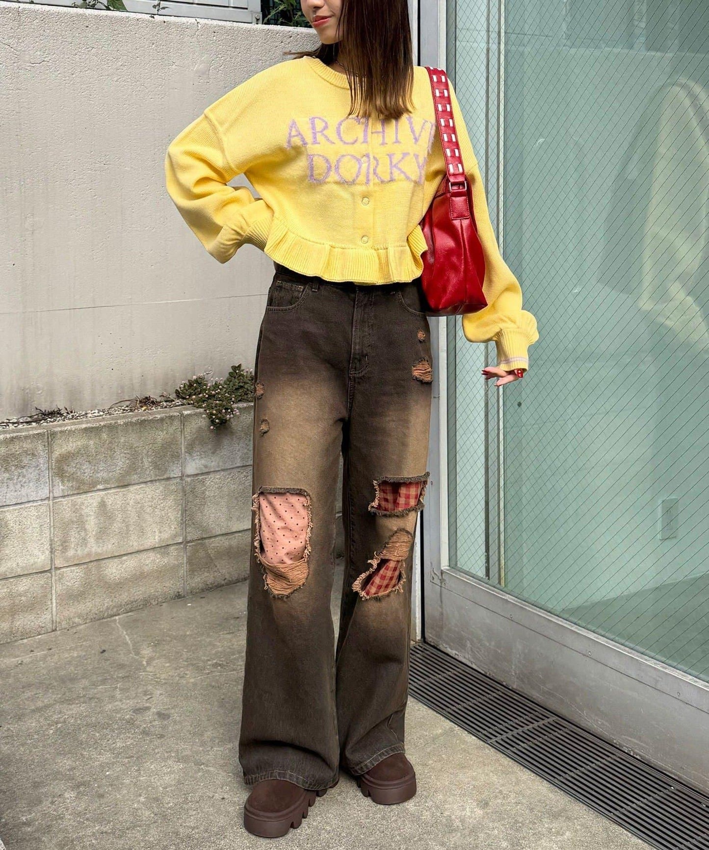 拼色流蘇標誌荷葉邊針織開衫