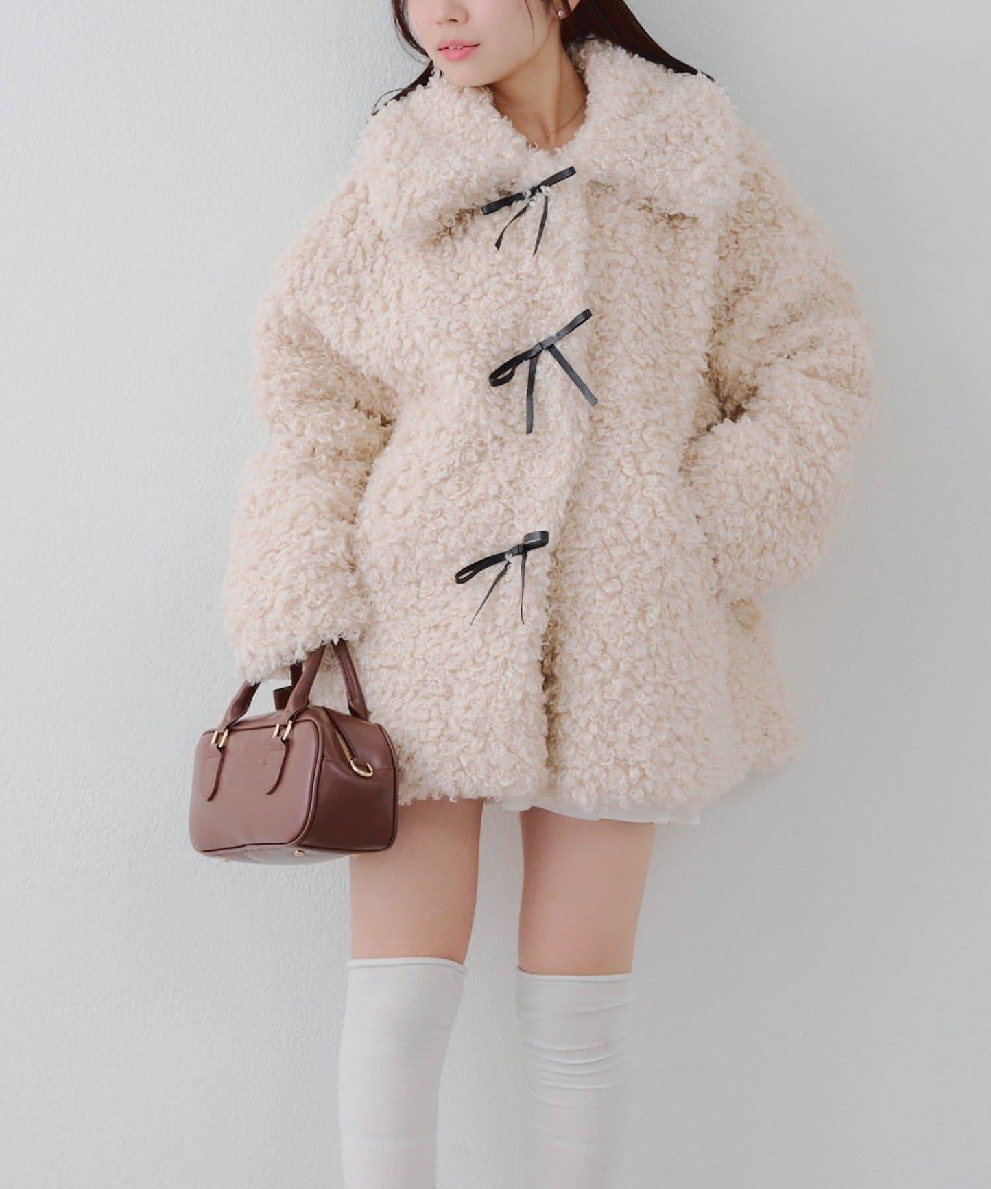 【可選兩種長度！】多功能蝴蝶結短絨夾克【官網！】