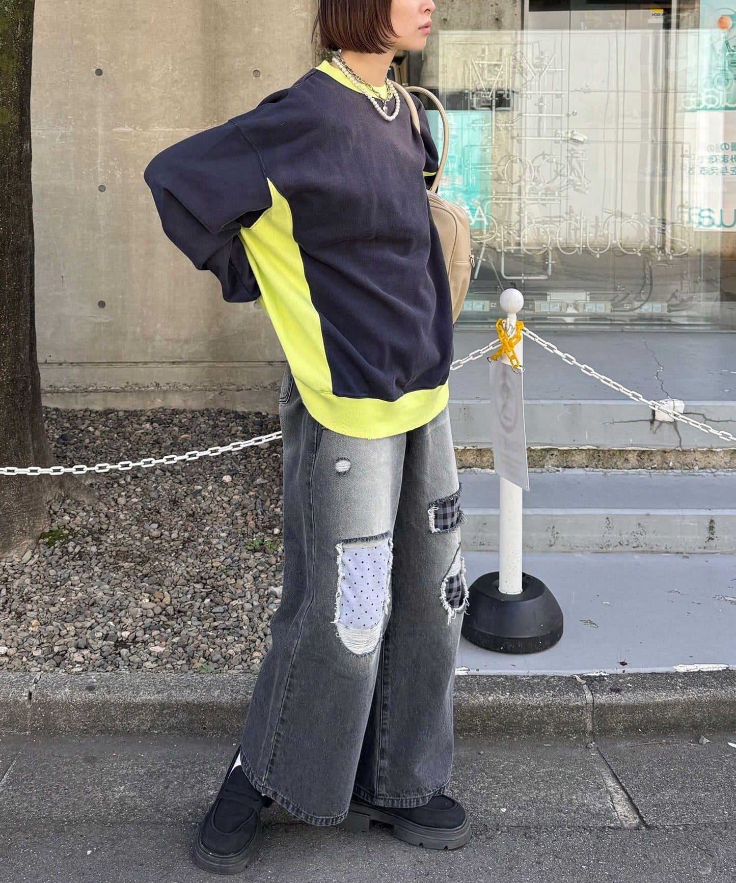 【RePRODUCTION LABEL / リプロダクションレーベル】拼接羅紋套頭衫