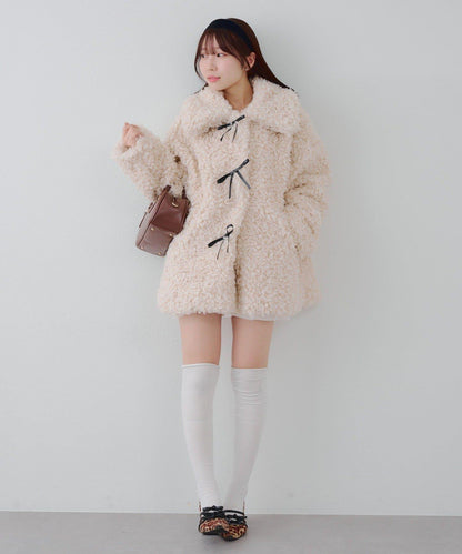 【可選兩種長度！】多功能蝴蝶結短絨夾克【官網！】