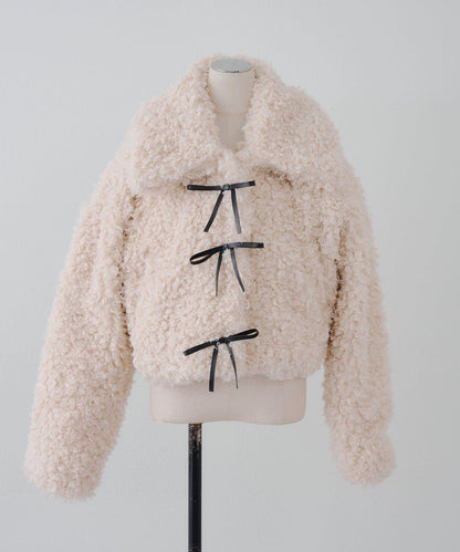 【可選兩種長度！】多功能蝴蝶結短絨夾克【官網！】