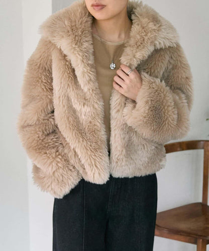 帶內襯/短款仿托斯卡納皮草夾克/毛絨外套【SUM1 STYLE(スミスタイル)】