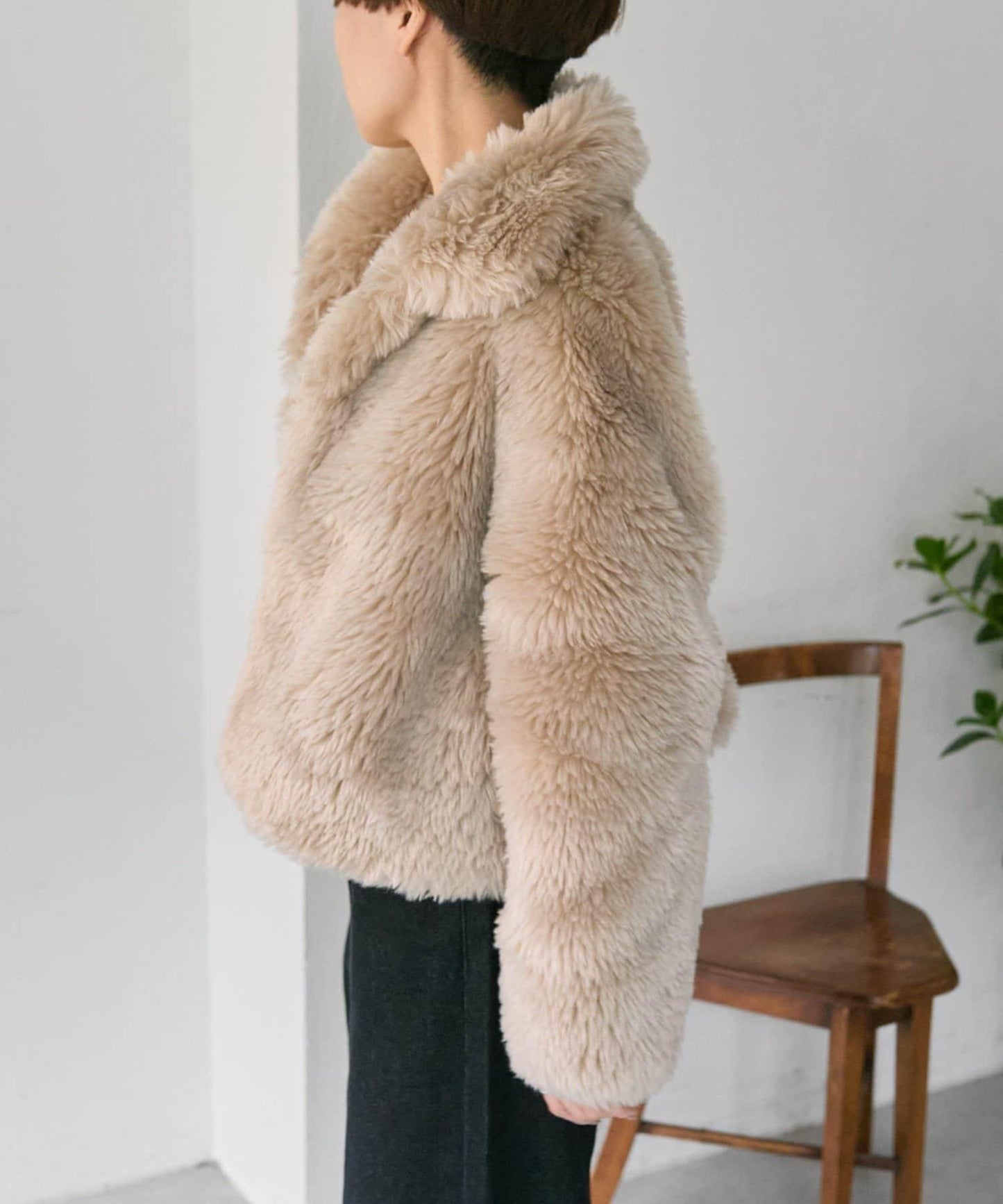 帶內襯/短款仿托斯卡納皮草夾克/毛絨外套【SUM1 STYLE(スミスタイル)】