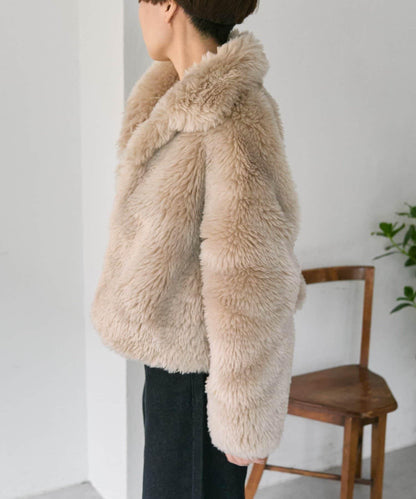 帶內襯/短款仿托斯卡納皮草夾克/毛絨外套【SUM1 STYLE(スミスタイル)】