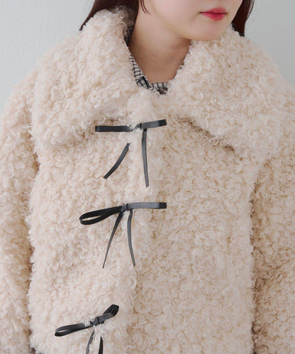 【可選兩種長度！】多功能蝴蝶結短絨夾克【官網！】