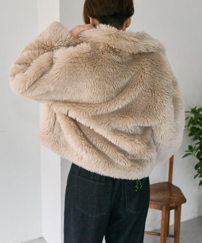 帶內襯/短款仿托斯卡納皮草夾克/毛絨外套【SUM1 STYLE(スミスタイル)】