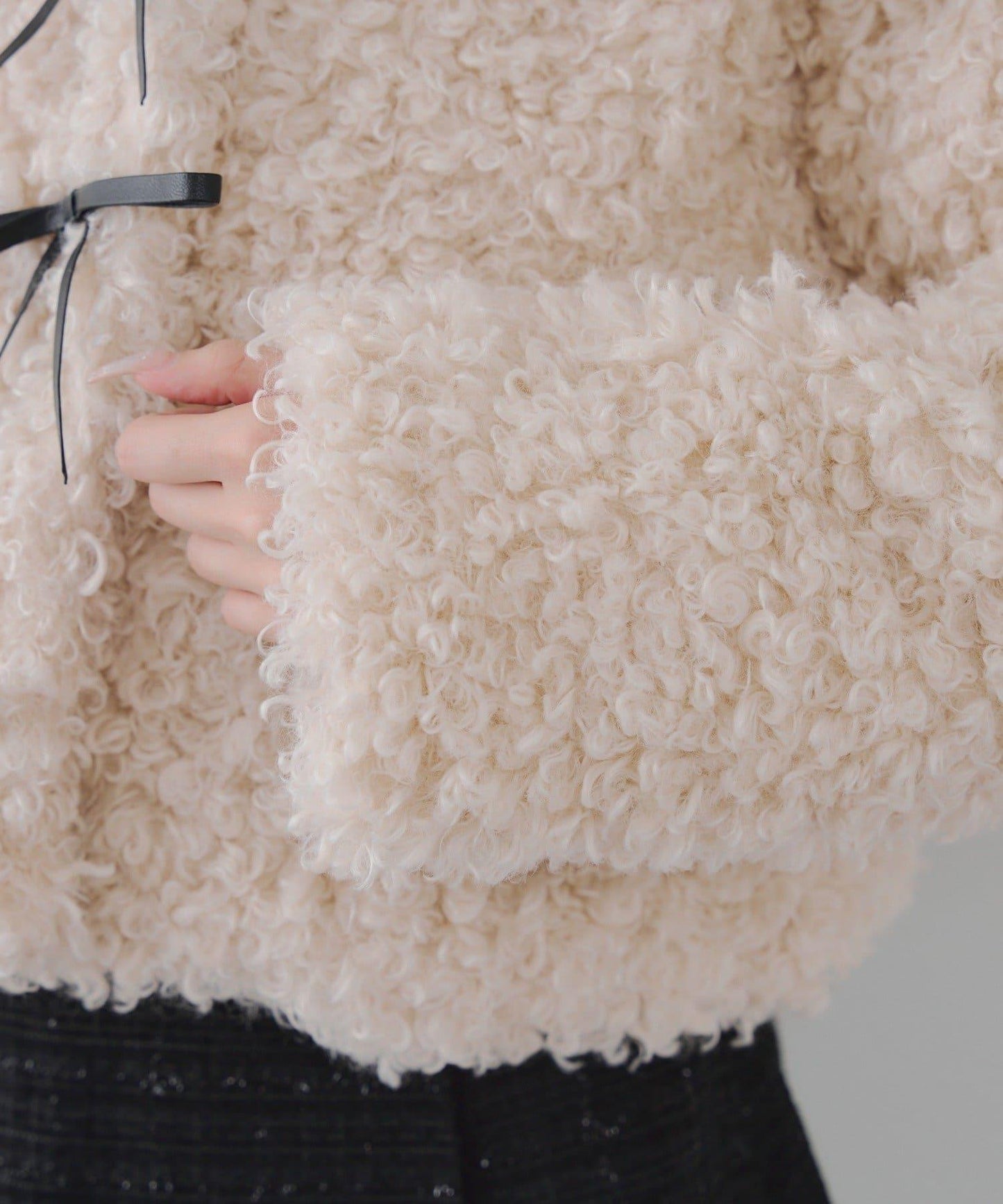 【可選兩種長度！】多功能蝴蝶結短絨夾克【官網！】