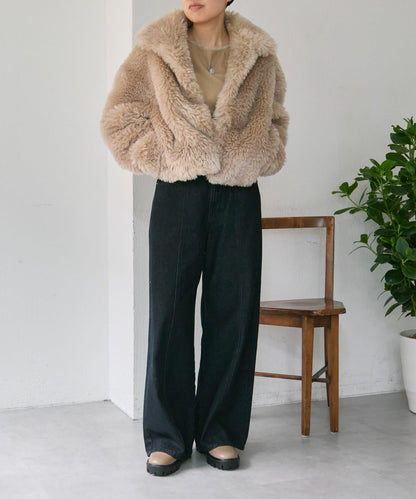 帶內襯/短款仿托斯卡納皮草夾克/毛絨外套【SUM1 STYLE(スミスタイル)】