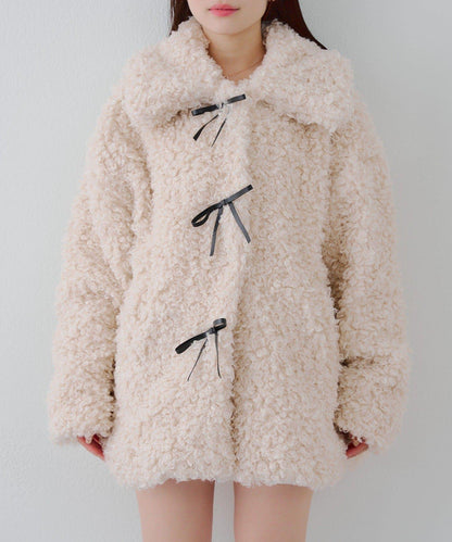 【可選兩種長度！】多功能蝴蝶結短絨夾克【官網！】