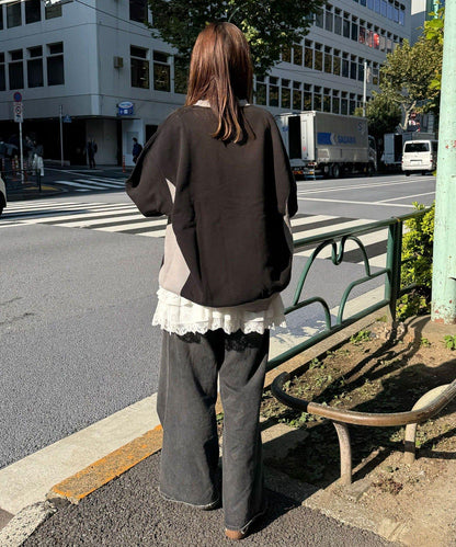 【RePRODUCTION LABEL / リプロダクションレーベル】拼接羅紋套頭衫