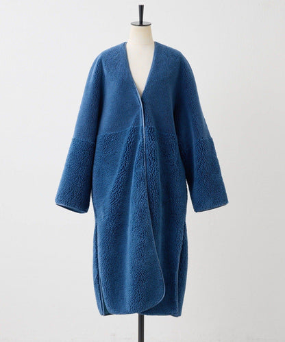 無領羊羔絨長款大衣【SUM1 STYLE(スミスタイル)】