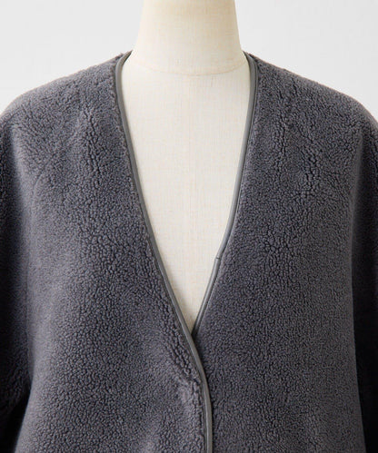 無領羊羔絨長款大衣【SUM1 STYLE(スミスタイル)】