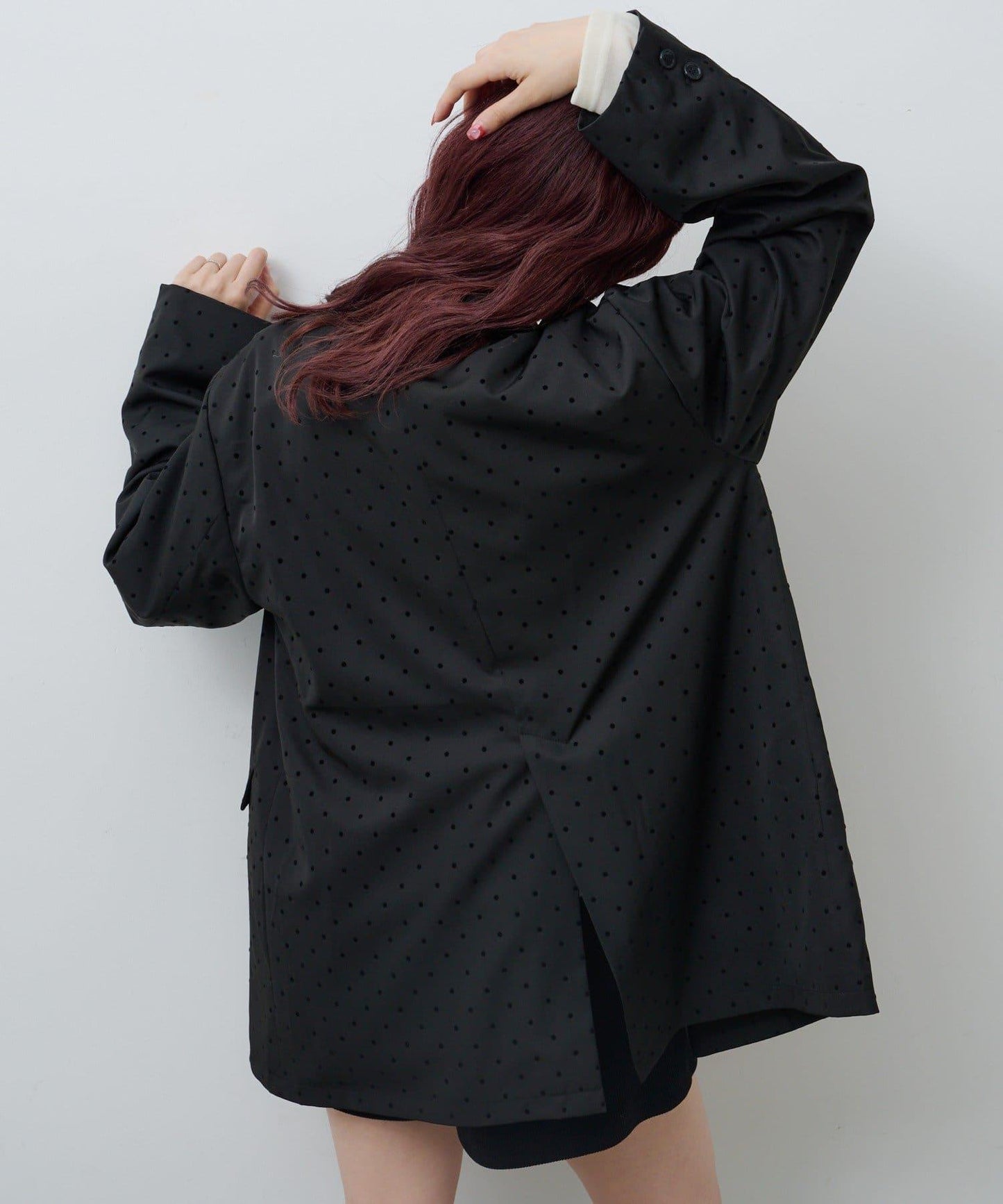 波點緞面西裝外套