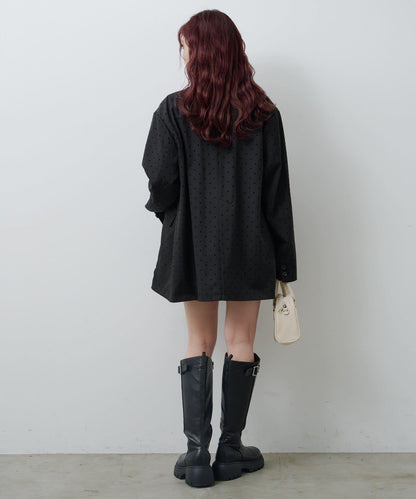 波點緞面西裝外套