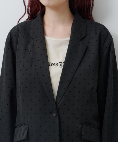 波點緞面西裝外套