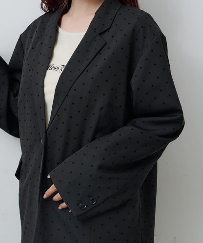 波點緞面西裝外套