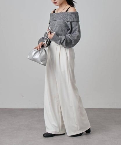 雙褶寬鬆長褲