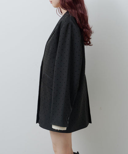 波點緞面西裝外套