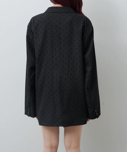 波點緞面西裝外套