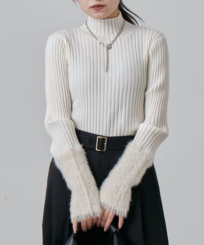 羽毛袖羅紋高領套頭衫
