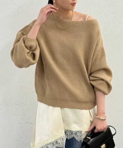一字肩針織衫
