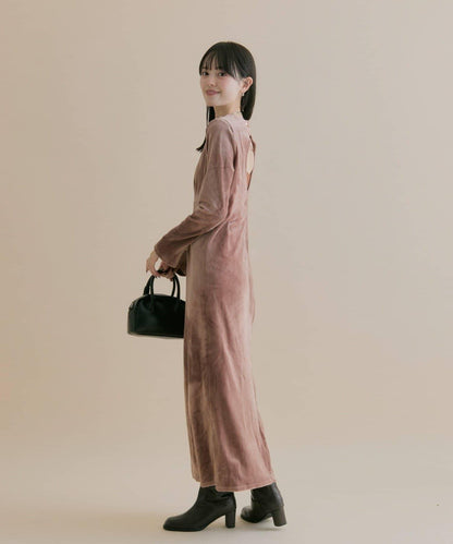 11/1（週六）12:00開始！【數量限定】【森川企畫】後背開口天鵝絨連衣裙