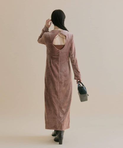 11/1（週六）12:00開始！【數量限定】【森川企畫】後背開口天鵝絨連衣裙