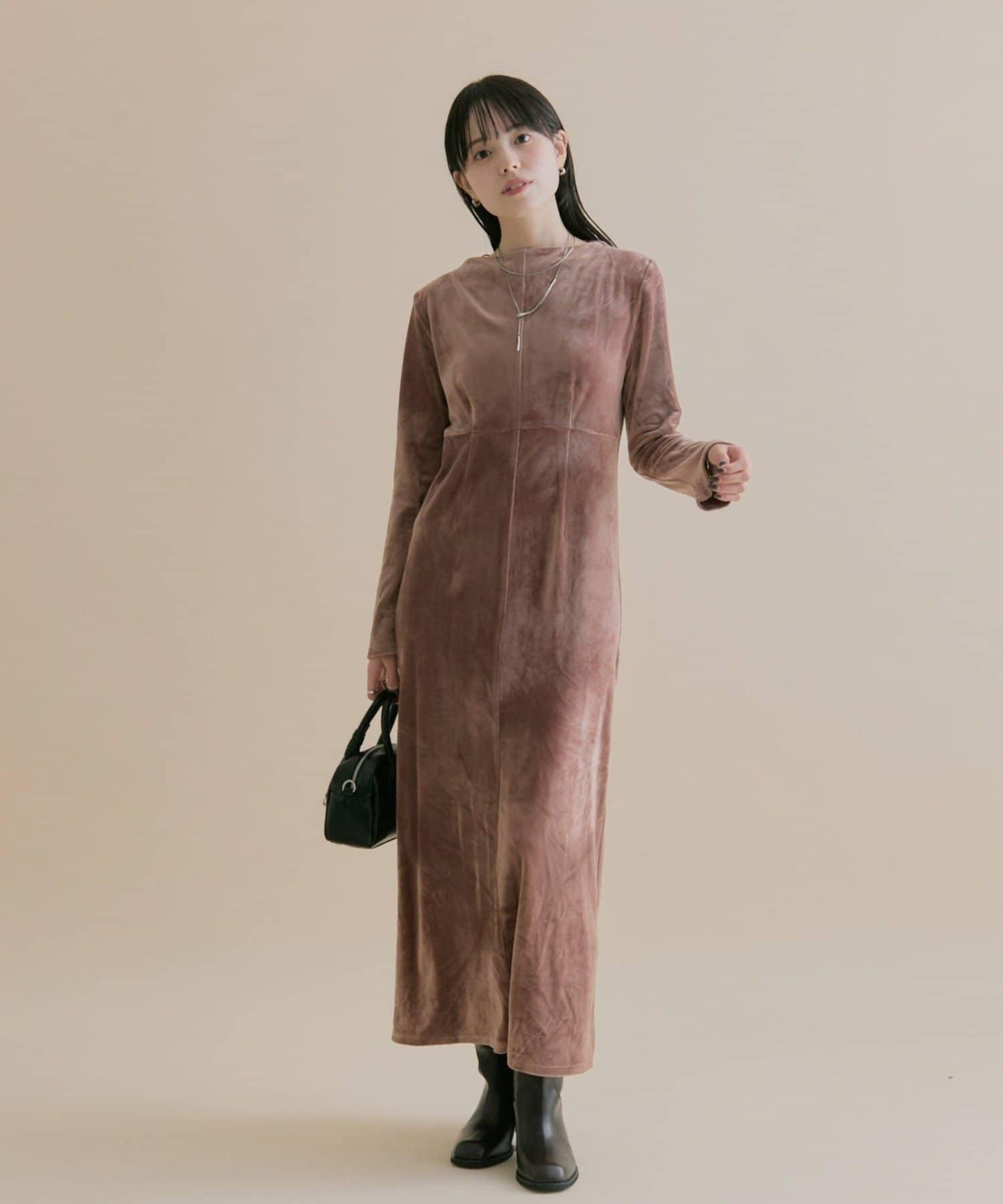 11/1（週六）12:00開始！【數量限定】【森川企畫】後背開口天鵝絨連衣裙