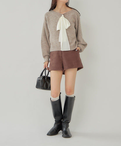 【蝴蝶結可拆卸】蝴蝶結裝飾針織套頭衫