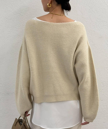 一字肩針織衫