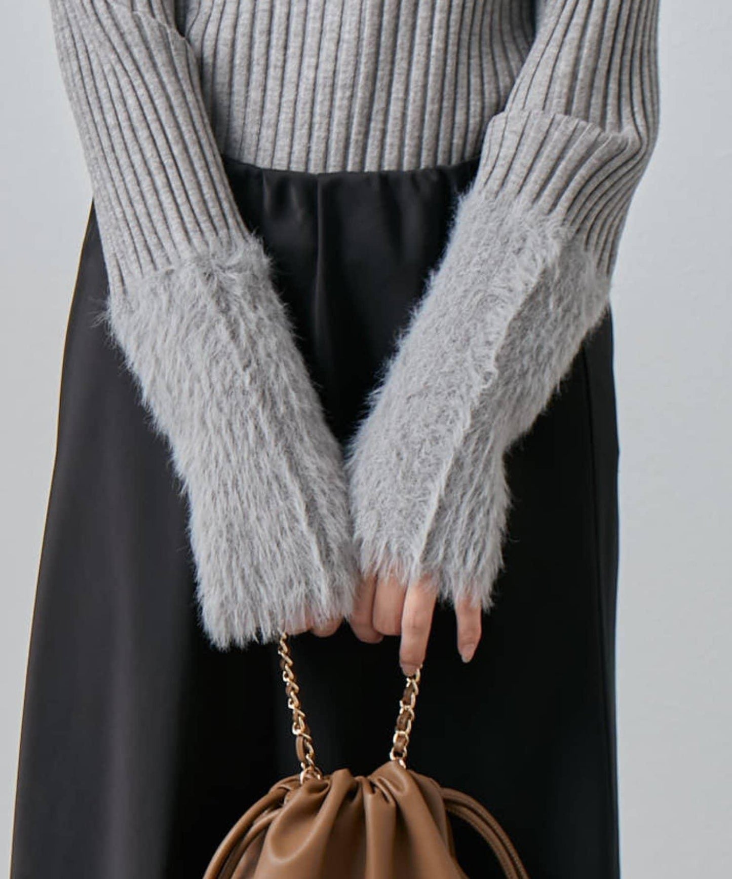 羽毛袖羅紋高領套頭衫