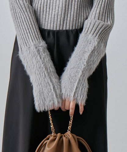 羽毛袖羅紋高領套頭衫