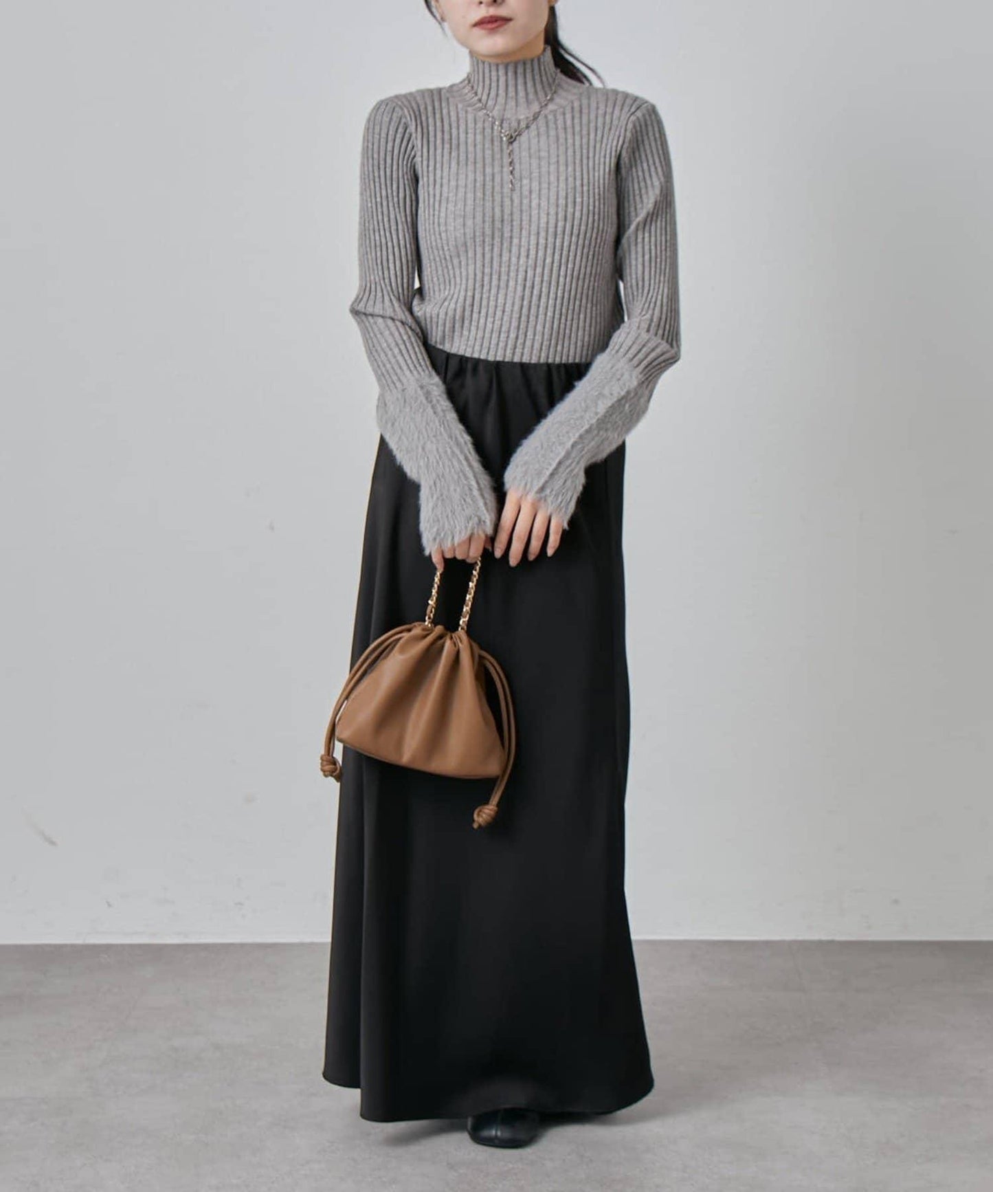 羽毛袖羅紋高領套頭衫