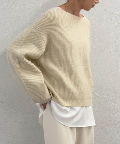一字肩針織衫