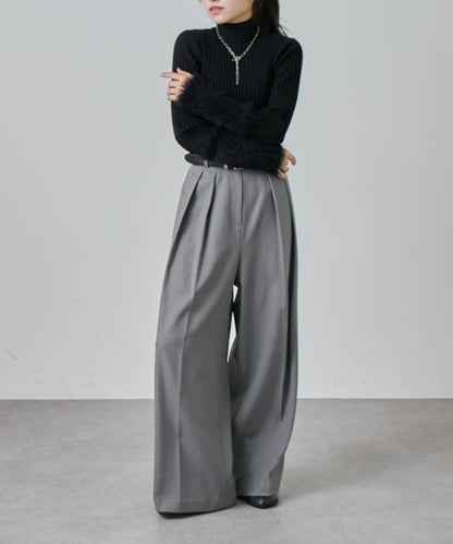 羽毛袖羅紋高領套頭衫