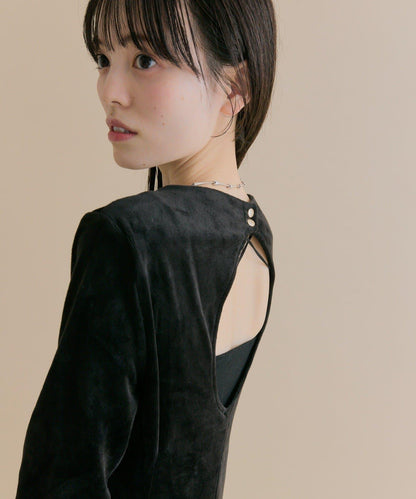 11/1（週六）12:00開始！【數量限定】【森川企畫】後背開口天鵝絨連衣裙