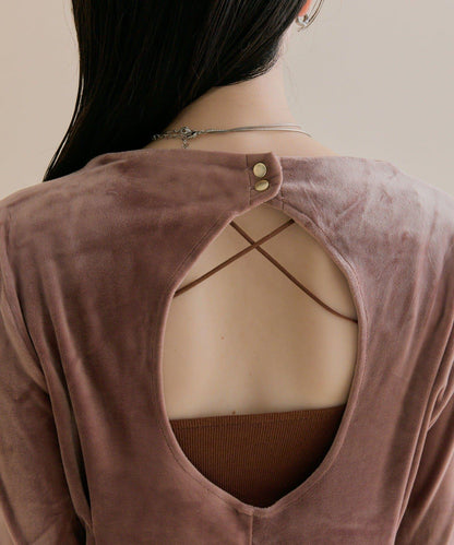 11/1（週六）12:00開始！【數量限定】【森川企畫】後背開口天鵝絨連衣裙