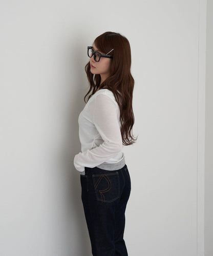 U領疊穿亨利長袖T恤