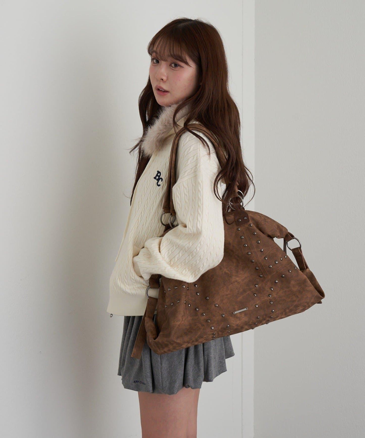 鉚釘裝飾托特包