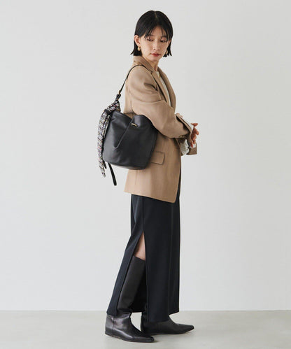 附絲巾皮革兩用單肩包