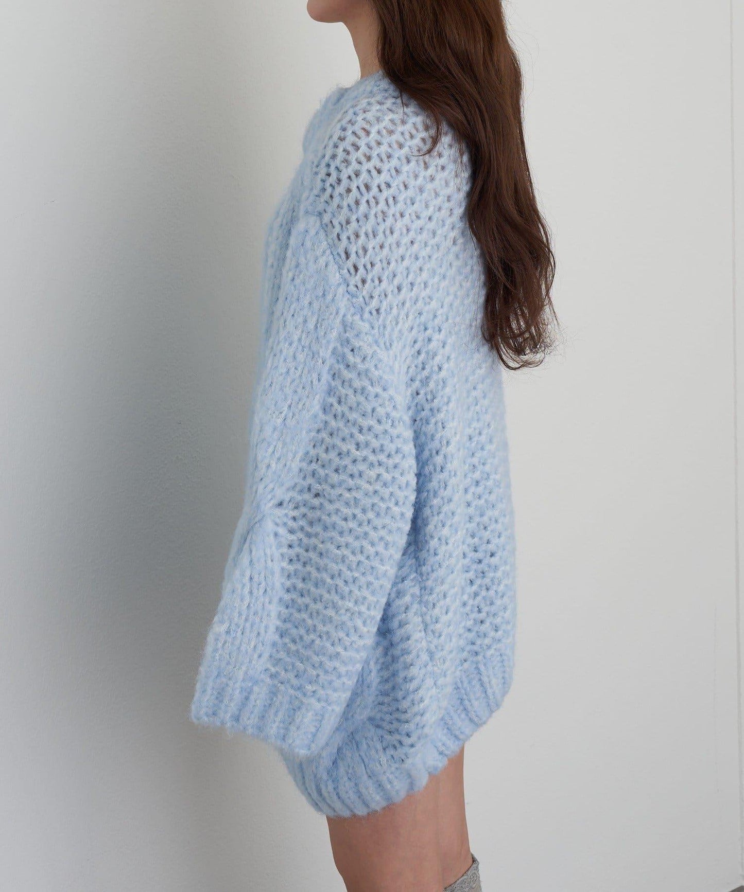 麻花寬鬆針織長款上衣