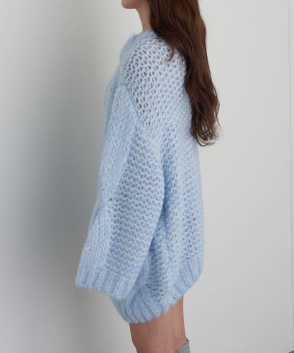 麻花寬鬆針織長款上衣