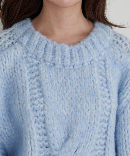 麻花寬鬆針織長款上衣