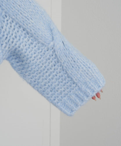 麻花寬鬆針織長款上衣