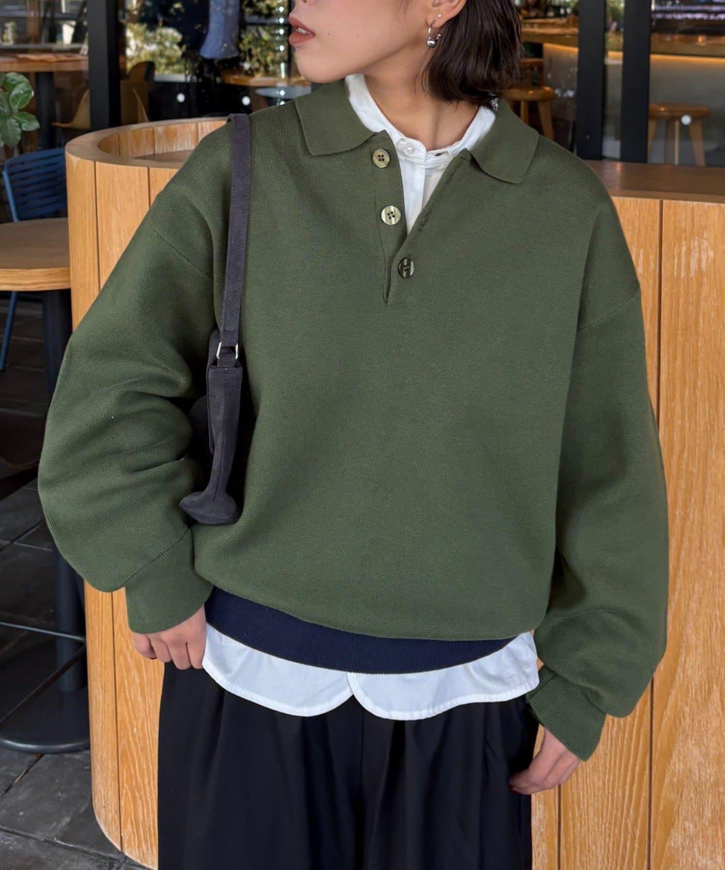 拼接羅紋下襬配色針織POLO衫