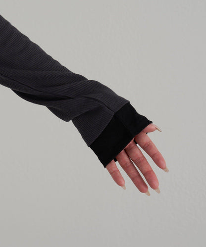 U領疊穿亨利長袖T恤