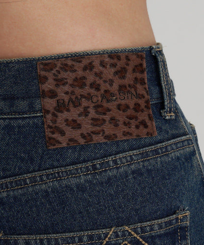 可拆卸毛絨拼接牛仔喇叭褲