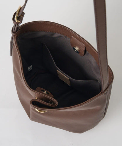 附絲巾皮革兩用單肩包