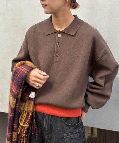 拼接羅紋下襬配色針織POLO衫